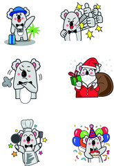 Cute cartoon vector panda collection On a white background 