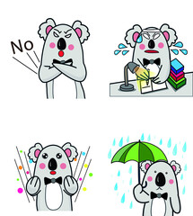 Cute cartoon vector panda collection On a white background 