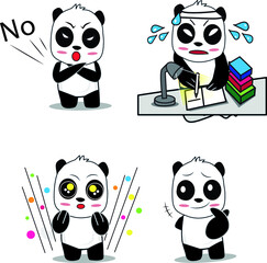 Cute cartoon vector panda collection On a white background  © Aphichai