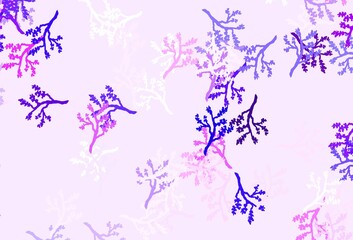 Light Pink, Blue vector doodle background with branches.