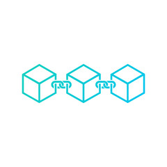 Blue block chain icon design . Vector illustration. Isolated.
