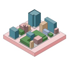 Conceptual layout of the city. City view from above. Vector illustration.