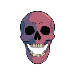 Human head red skull. Cartoon style. Vector illustration.
