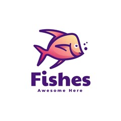 Vector Logo Illustration Fish Gradient Colorful Style.