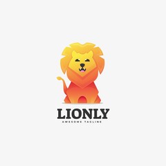 Vector Logo Illustration Lion Gradient Colorful Style.