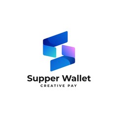 Vector Logo Illustration Super Wallet Gradient Colorful Style.