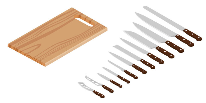 Meat cutting knives and board