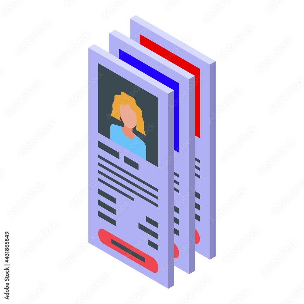 Poster clients profile icon. isometric of clients profile vector icon for web design isolated on white back
