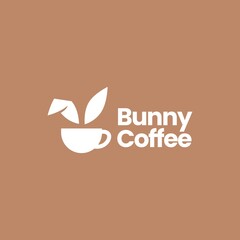 bunny coffee cup drink hare rabbit cafe logo vector icon illustration