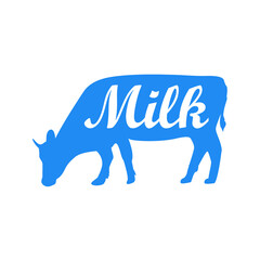 Milk, cow. Logo with cow silhouette,