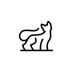 cat monoline outline logo vector icon illustration