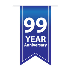 99 Years Anniversary Logo Blue Ribbon