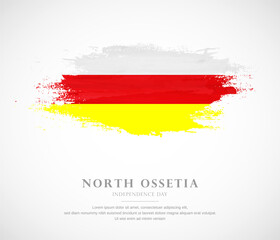 Abstract watercolor brush stroke flag for independence day of North Ossetia