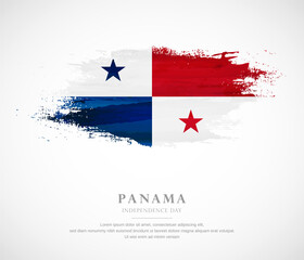 Abstract watercolor brush stroke flag for independence day of Panama