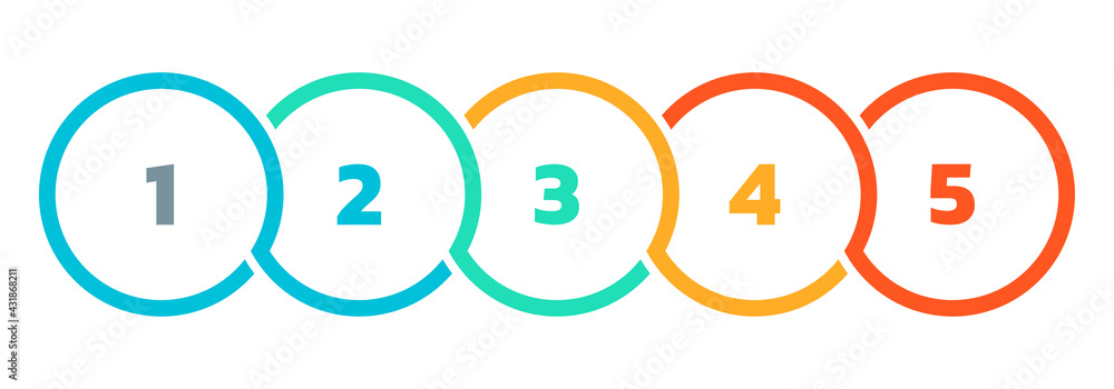 Poster 5 steps infograph. business process info graphic template with 5 numbers in abstract circles. modern