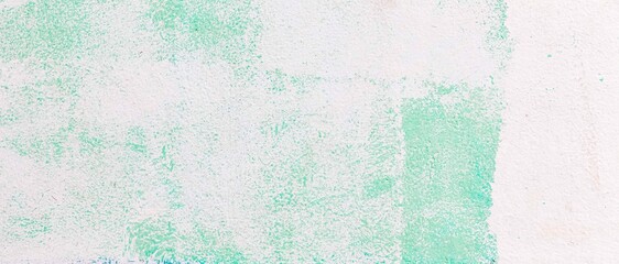 Panorama of Old cement wall painted white green peeling paint texture and background seamless