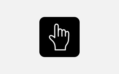 Hand click icon button on white background. Finger click cursor