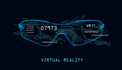 Virtual Reality glasses sign, flat vector graphic