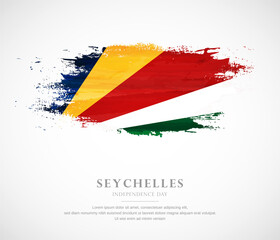Abstract watercolor brush stroke flag for independence day of Seychelles