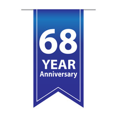 68 Years Anniversary Logo Blue Ribbon