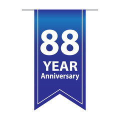 88 Years Anniversary Logo Blue Ribbon