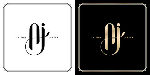 AJ or AI initial letter and graphic name, AJ or AI Monogram, for Wedding couple symbolic, company and icon business, with two colors variation designs of isolated backgrounds.