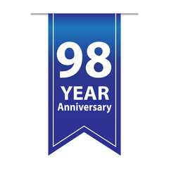 98 Years Anniversary Logo Blue Ribbon
