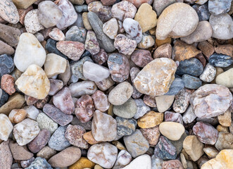 stone diffirent quartz sand background top view round