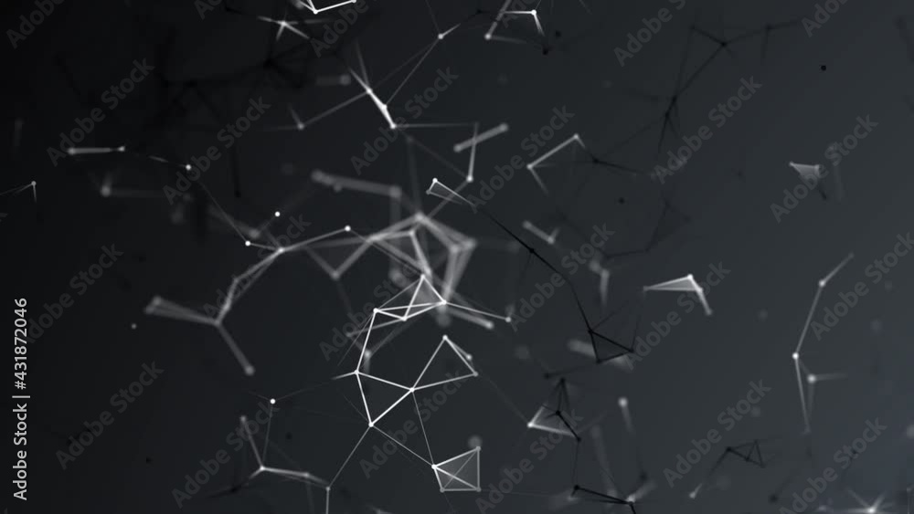 Leinwandbilder Abstract digital connection moving dots and lines. Technology background. Network connection structure. Plexus effect. 3d Seamless loop. 4K