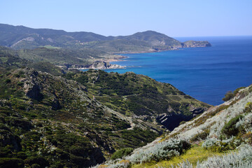 Fototapeta na wymiar Panorama della costa della Nurra da Capo Negru