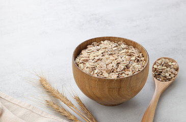 oatmeal in a wooden bowl