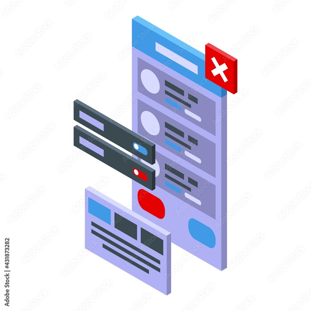 Poster app interface icon. isometric of app interface vector icon for web design isolated on white backgrou