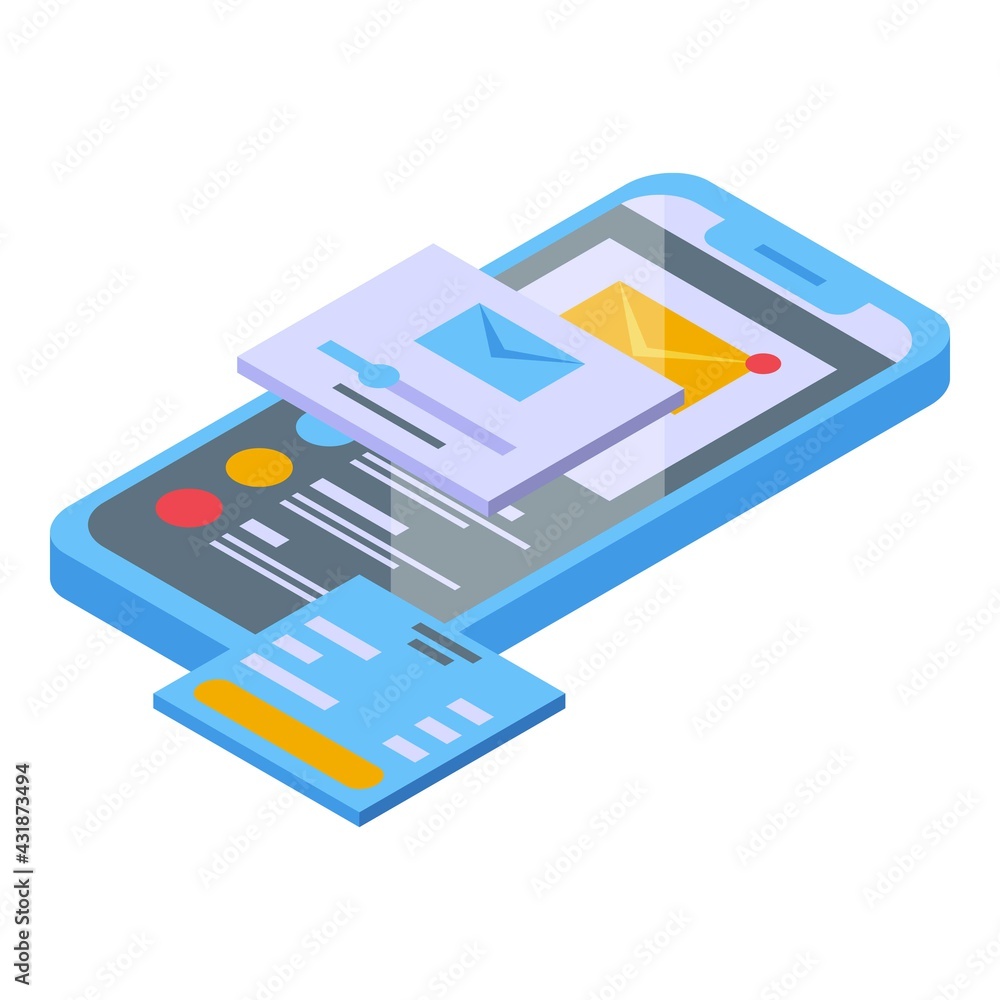 Poster email interface icon. isometric of email interface vector icon for web design isolated on white back