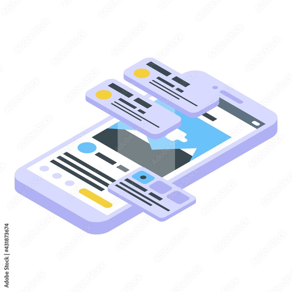 Poster interface system icon. isometric of interface system vector icon for web design isolated on white ba