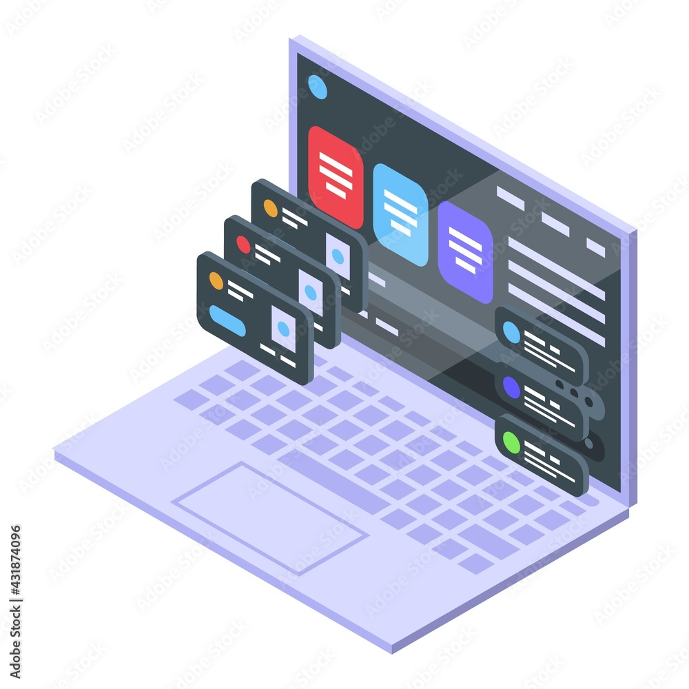 Poster development interface icon. isometric of development interface vector icon for web design isolated o