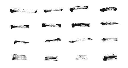 Grunge Brush textures vector collection. Set of ink freehand elements