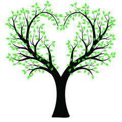 heart shaped tree with leaves illustration - 431874842