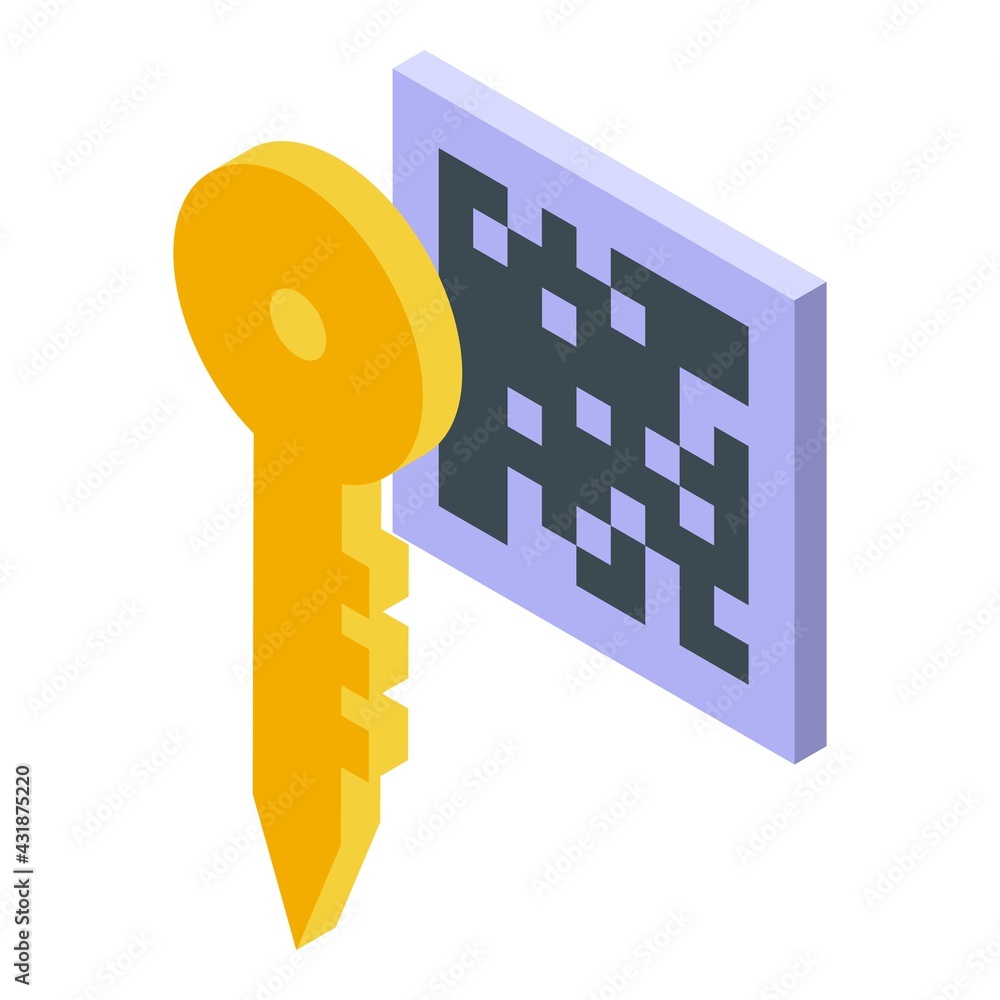 Poster crypto key icon. isometric of crypto key vector icon for web design isolated on white background