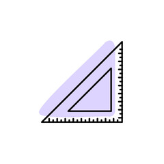 Triangular ruler outline with color shadow vector icon in education set