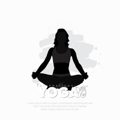 21 june-international yoga day,paper cut yoga body posture, human silhouette and sun rays, vector illustration - Vector