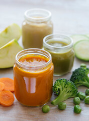 Assortment of fruit and vegetable puree
