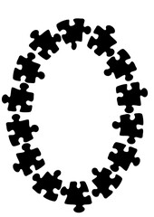 Stylized frames on the theme - puzzles. Illustration on a white vertical background format A4.