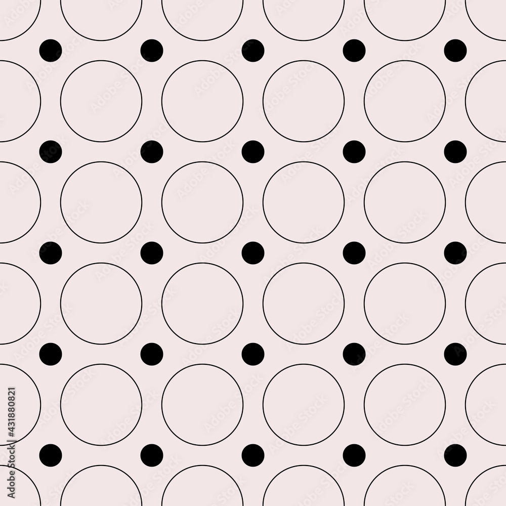 Poster Large circles and small dots. Black vector pattern.
