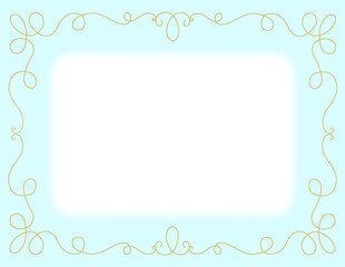 シンプルな手描き曲線のフレーム－背景水色