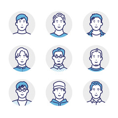 男性の上半身アイコンのイラスト素材