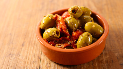 spicy olives- tapas,  antipasto