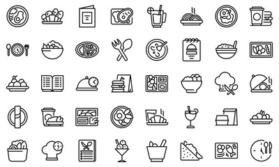 Business lunch icons set. Outline set of business lunch vector icons for web design isolated on white background