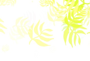 Fototapeta na wymiar Light Green, Yellow vector doodle background with leaves.