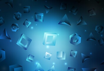 Fototapeta na wymiar Dark BLUE vector template with crystals, squares.