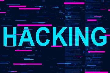 2D illustration Hacked data online code background

